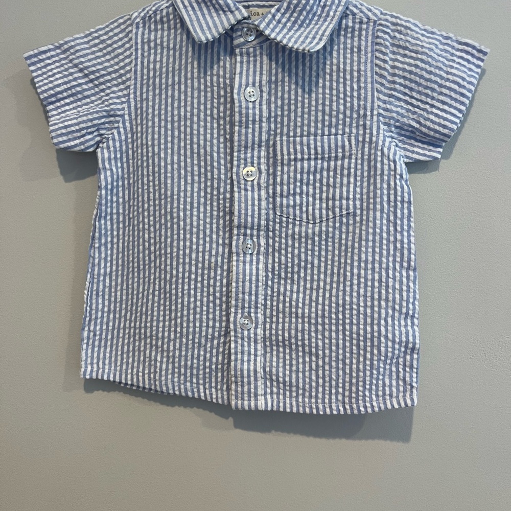 Classic Blue Striped Button-Down Shirt for Kids